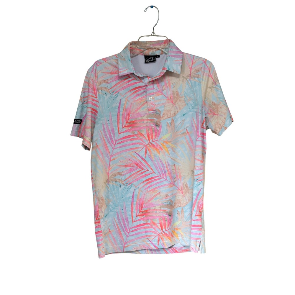 Sunday Swagger Men's Small Tropical Hawaiian Polo Shirt Moisture Wicking Golf